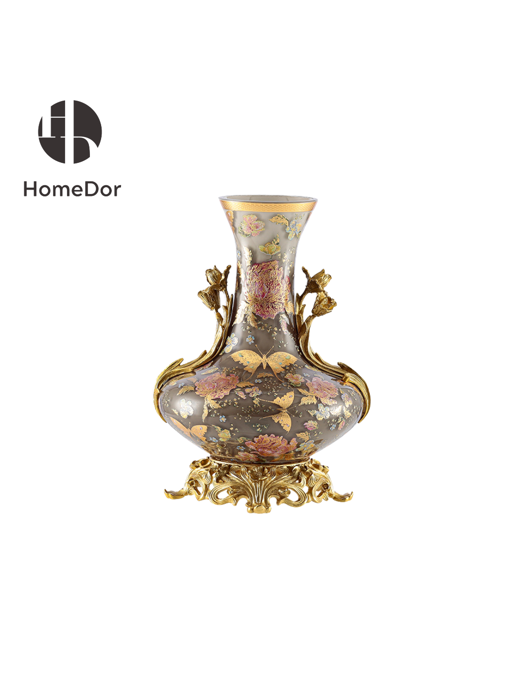 HomeDor × FH&Home | Aurora Glass Mauve Gray Etched Floral Set