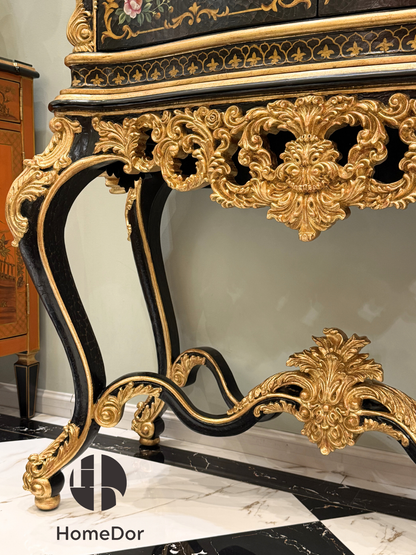 HomeDor Rococo Craquelure Roses Series Cabinet Cupboard