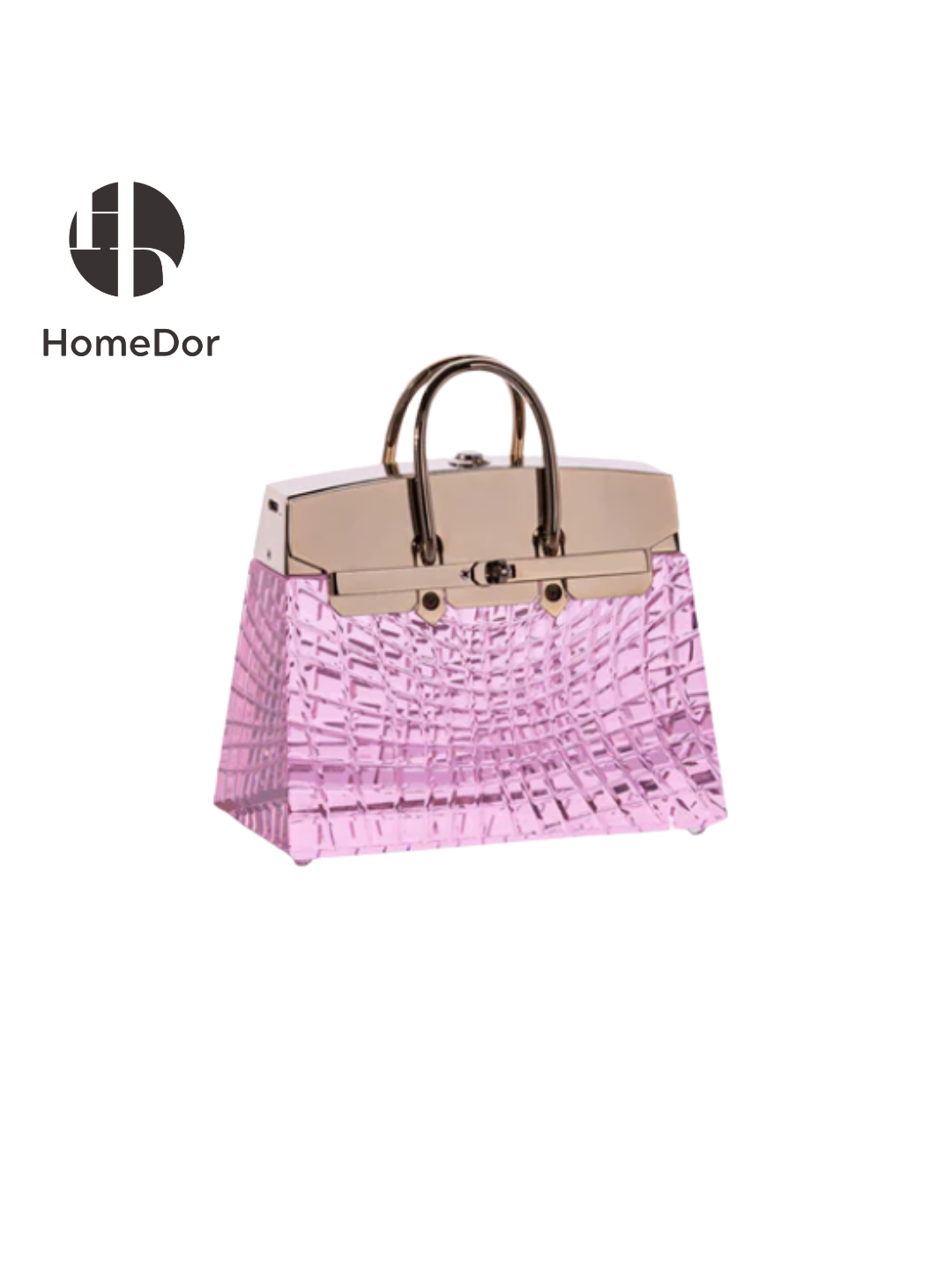 HomeDor × FH&amp;Home | مصباح طاولة زجاجي وردي على شكل حقيبة يد