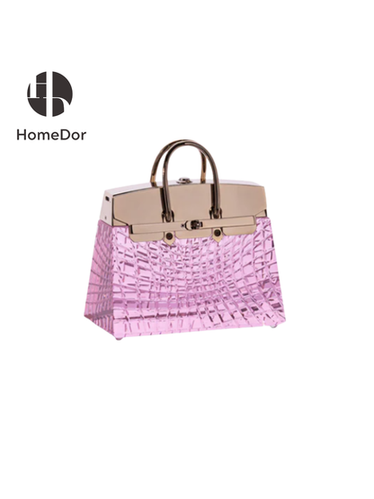 HomeDor × FH&amp;Home | مصباح طاولة زجاجي وردي على شكل حقيبة يد