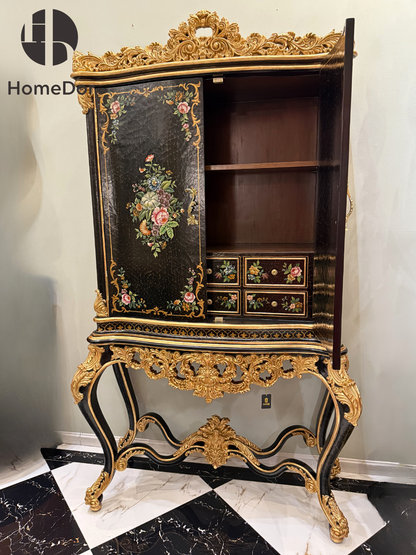 HomeDor Rococo Craquelure Roses Series Cabinet Cupboard