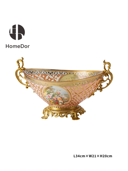 HomeDor × FH&Home | Exquisite Blush Pink Floral Glass Bowl