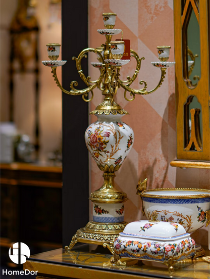 HomeDor Charming Fragrant Flower Pattern Gilded Decor Set