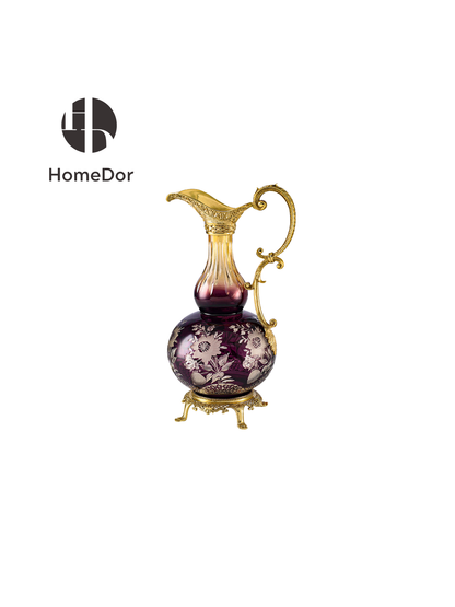 HomeDor Aurora Glass Amethyst Gradient Etched Floral Set