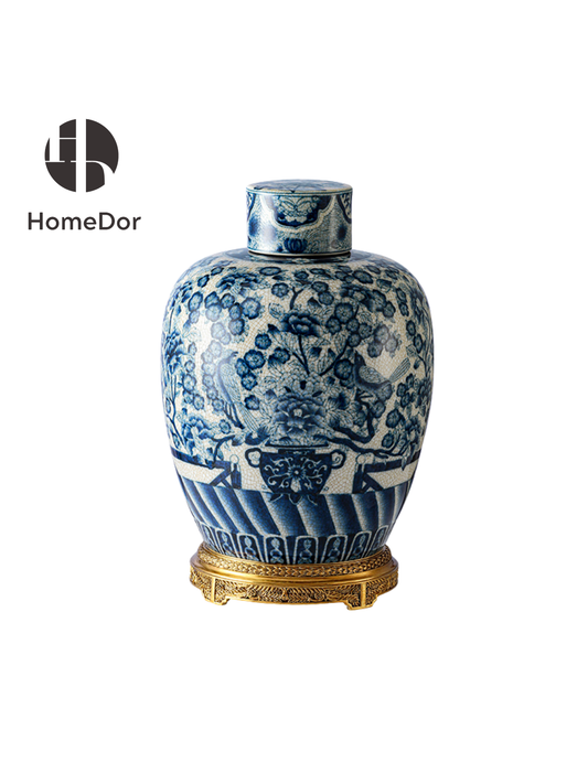 Blue & White Crackle Glaze Ginger Jar