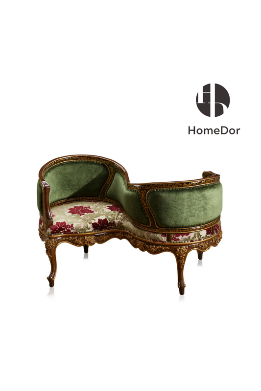 HomeDor HomeDor × FH&Home | Vintage French S-Shaped Double Conversation Love Chair-Lounge Chairs-L148cm × W76cm × H84cm-