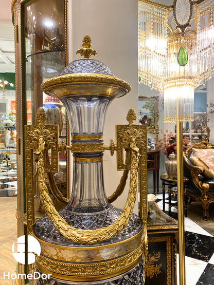 French Palace Monumental Cut Glass Floor Vase
