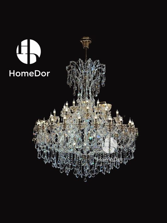 European classical chandelier crafted in k9 crystal, perfect for villa interiors and double-height foyers.