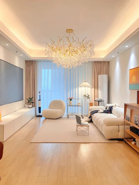 HomeDor Premium Branch Crystal Leaves Rectangle Chandelier