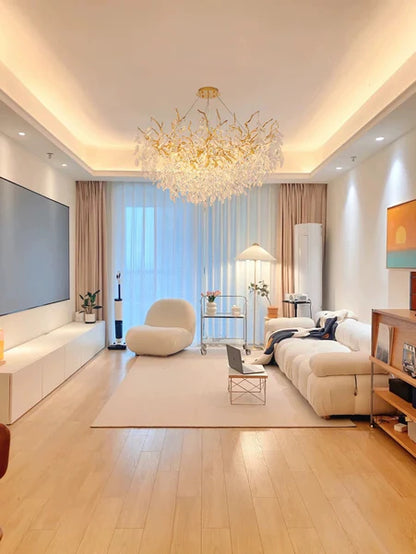 HomeDor Premium Branch Crystal Leaves Rectangle Chandelier
