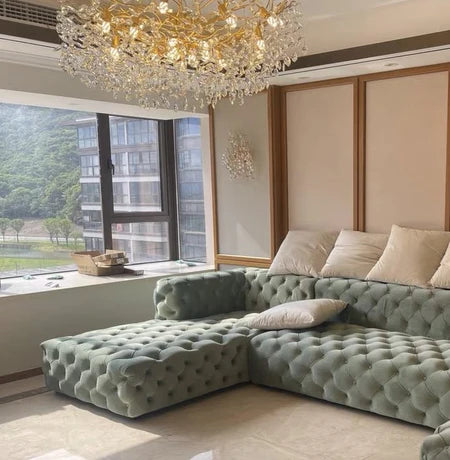 HomeDor Premium Branch Crystal Leaves Rectangle Chandelier