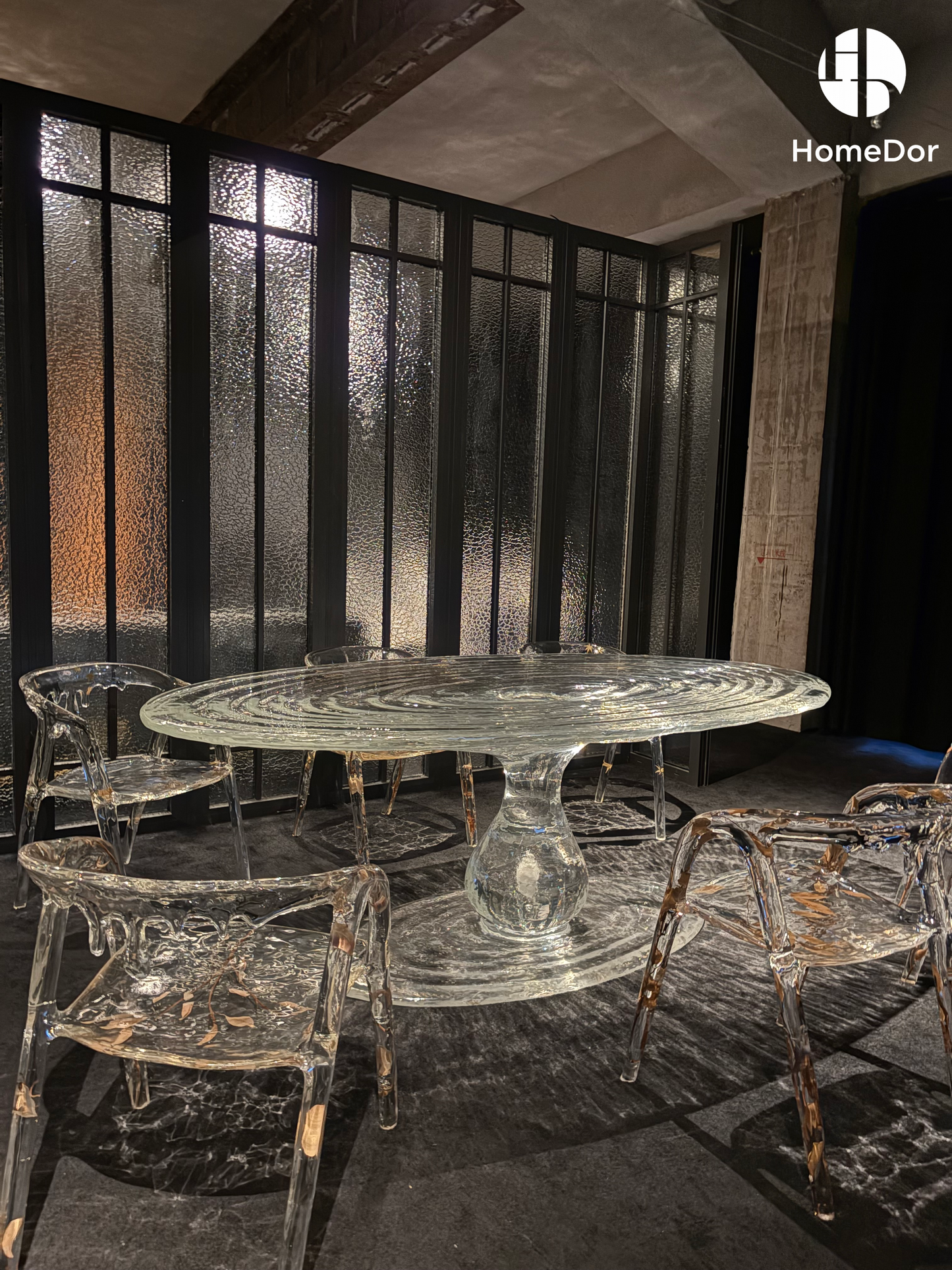 Modern Art Design Dripping Water Maple Leaves Glacier Crystal Chair by Gordon Gu