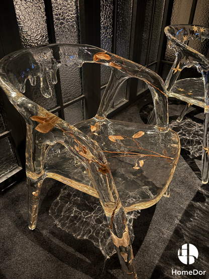 Modern Art Design Dripping Water Maple Leaves Glacier Crystal Chair by Gordon Gu