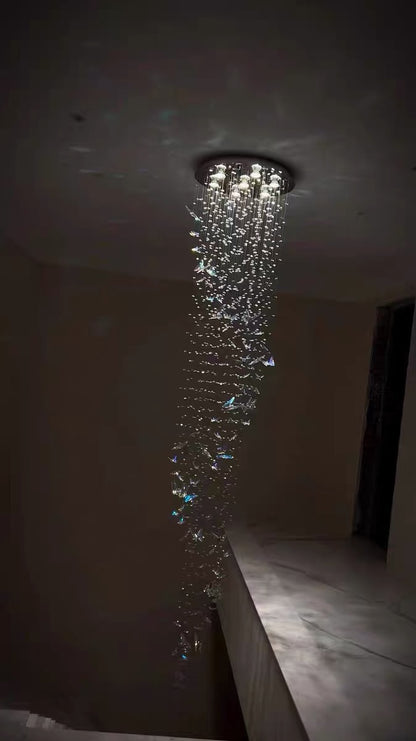 HomeDor Lily Maximalist Butterfly Suspension Crystal Chandelier