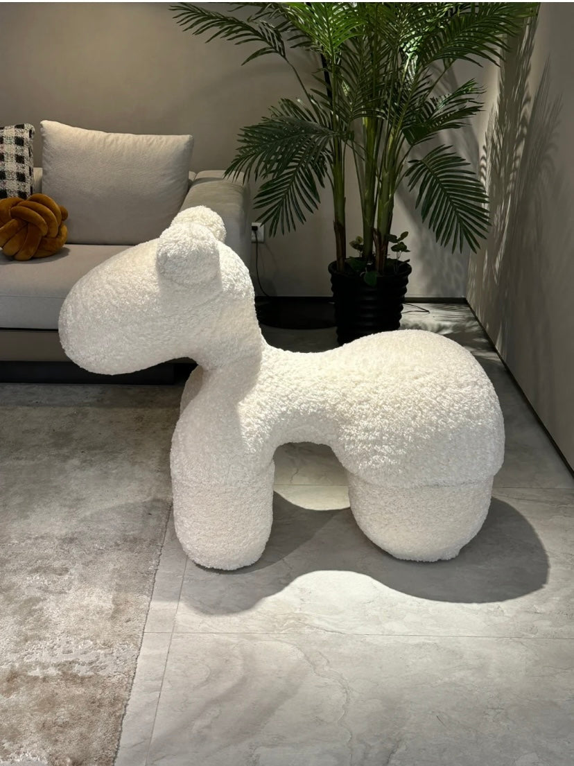 HomeDor Fleece Upholstery Pony Accent Chair