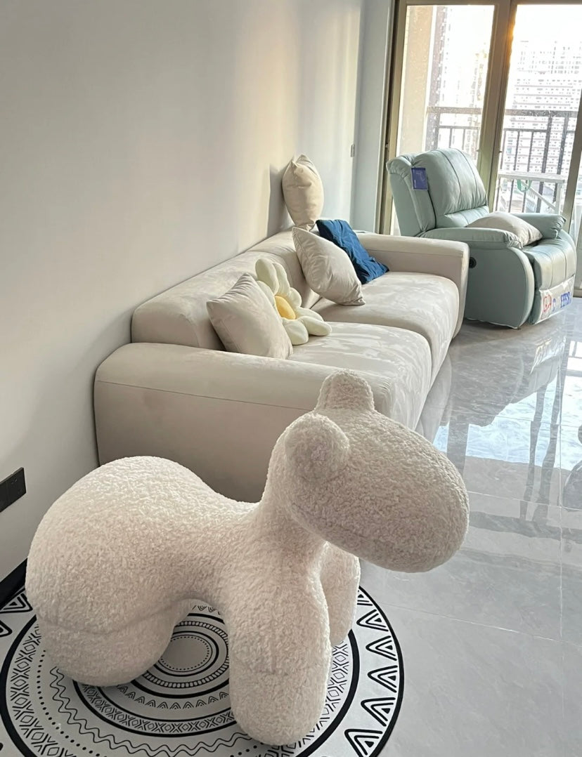 HomeDor Fleece Upholstery Pony Accent Chair