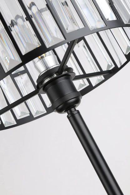 HomeDor Premium Modern Black Finish Round Crystal Table Lamp