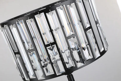 HomeDor Premium Modern Black Finish Round Crystal Table Lamp