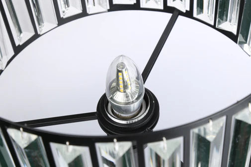 HomeDor Premium Modern Black Finish Round Crystal Table Lamp