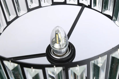 HomeDor Premium Modern Black Finish Round Crystal Table Lamp