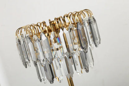 HomeDor Premium Modern Smoky Gray&Clear Crystal Table Lamp
