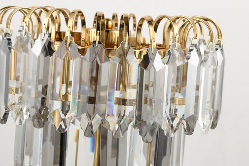 HomeDor Premium Modern Smoky Gray&Clear Crystal Table Lamp