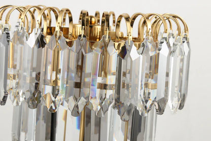 HomeDor Premium Modern Smoky Gray&Clear Crystal Table Lamp