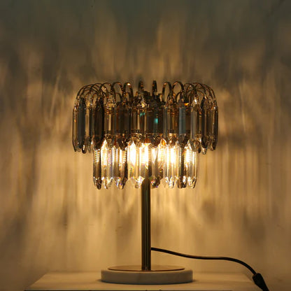 HomeDor Premium Modern Smoky Gray&Clear Crystal Table Lamp