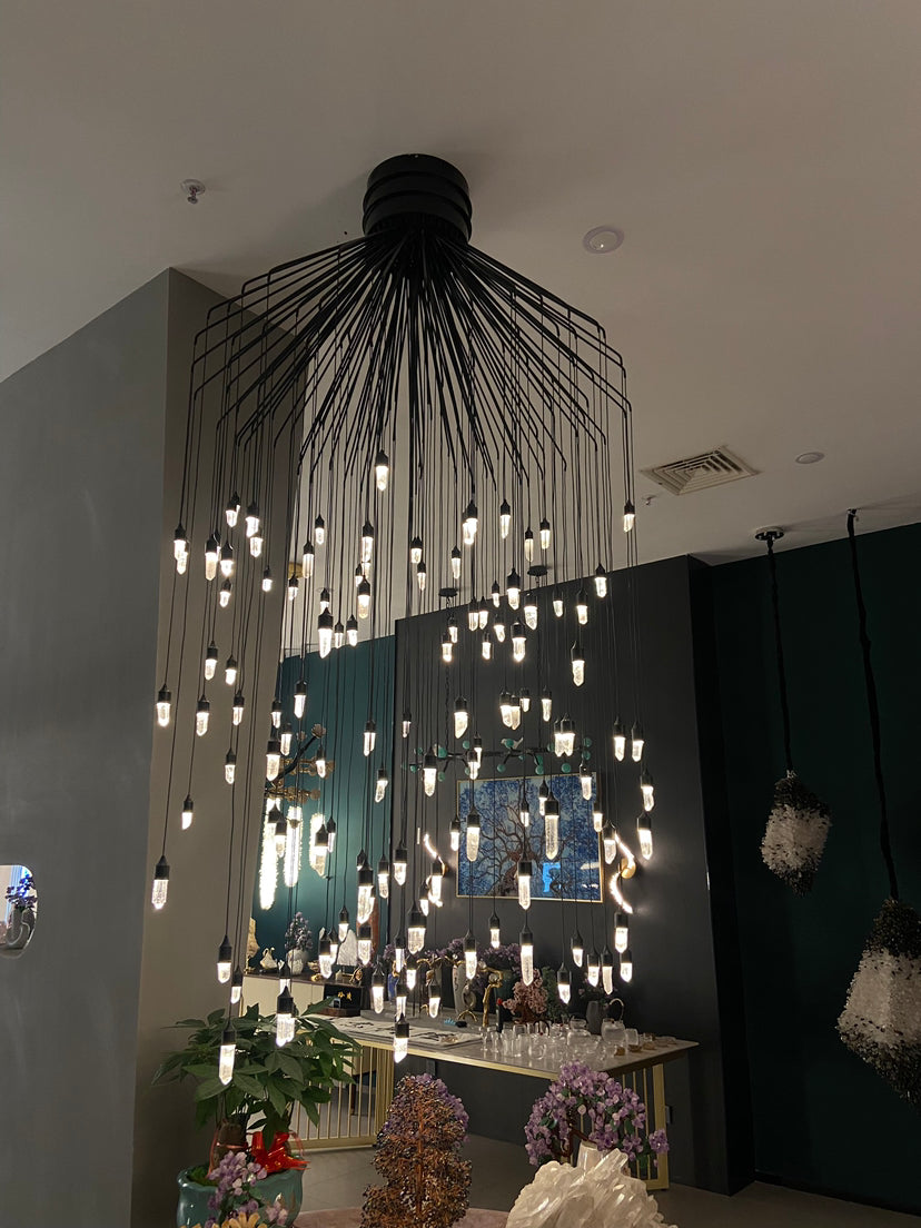 HomeDor Natural Rock Crystal Raindrop Chandelier
