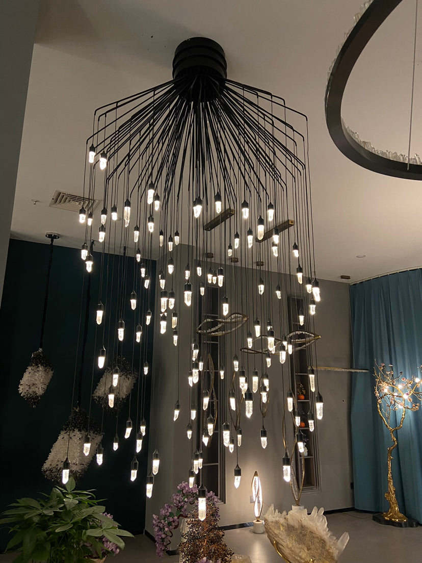 HomeDor Natural Rock Crystal Raindrop Chandelier