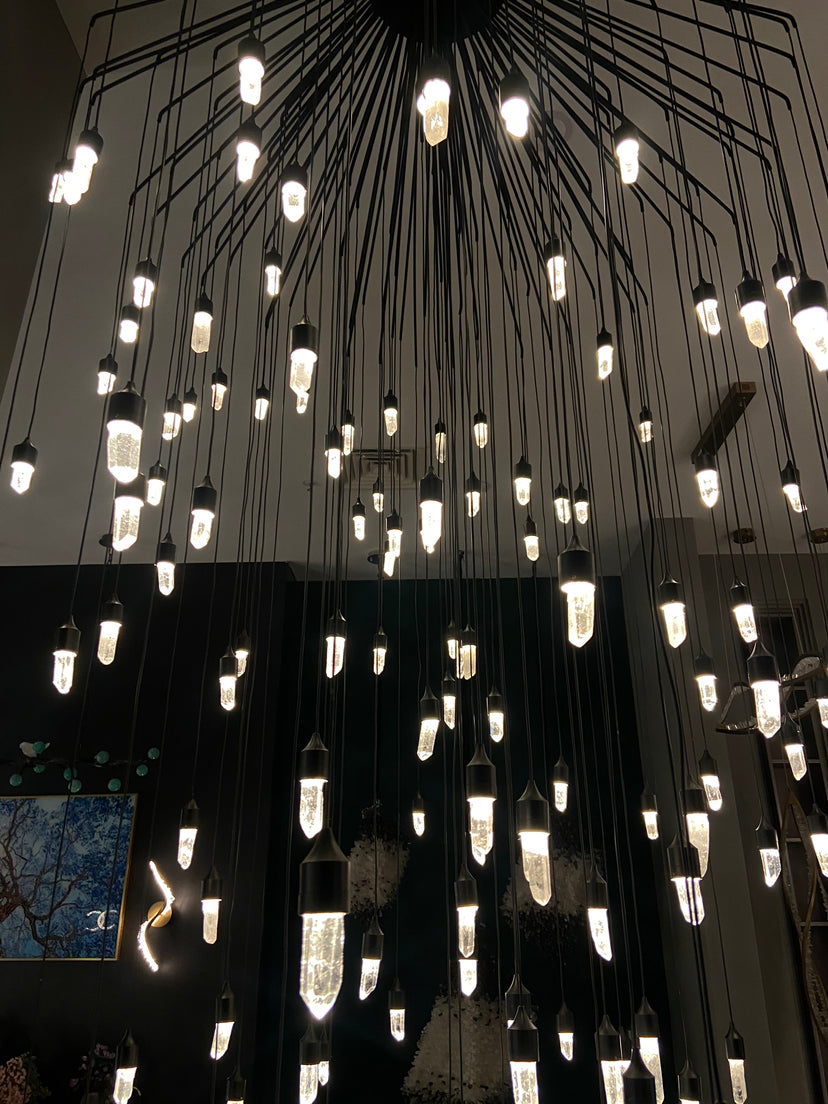 HomeDor Natural Rock Crystal Raindrop Chandelier