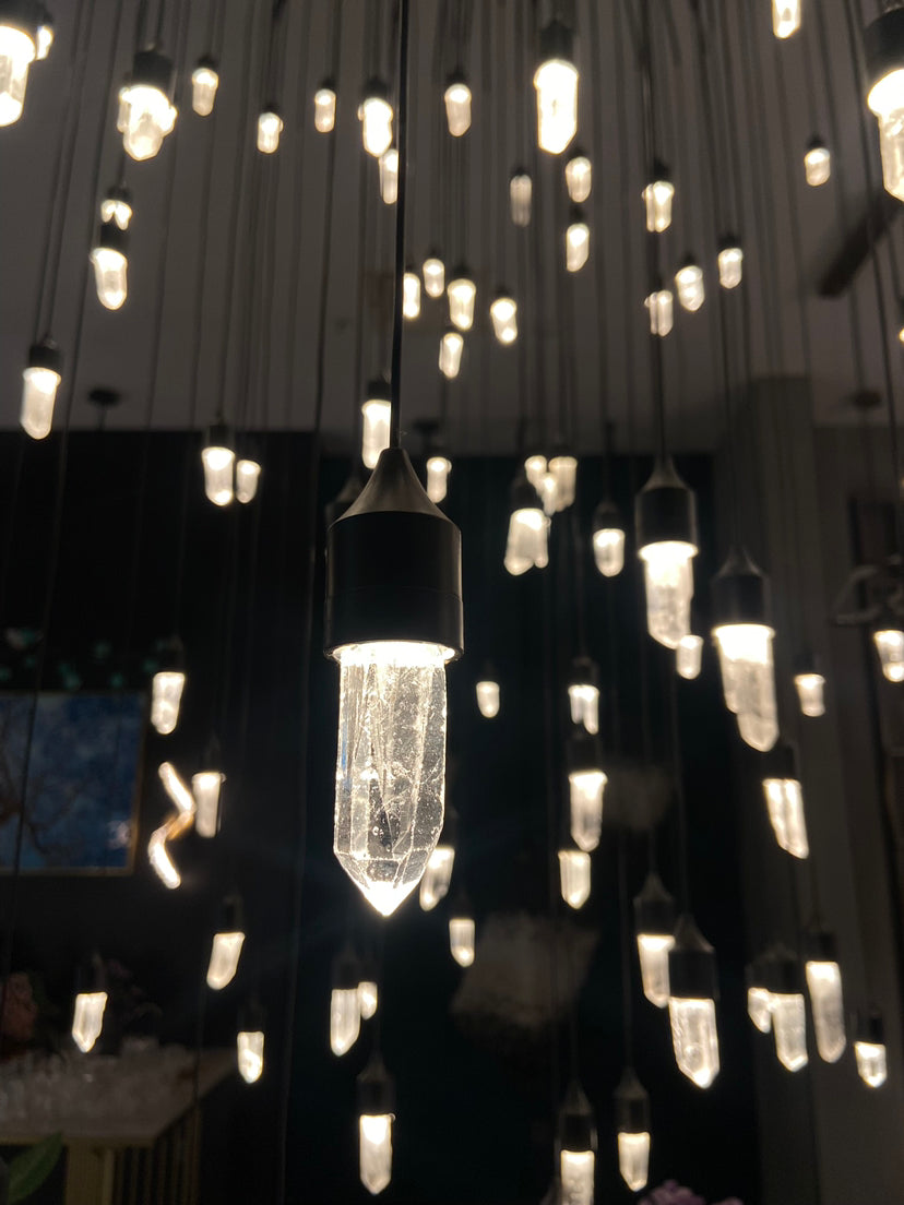 HomeDor Natural Rock Crystal Raindrop Chandelier