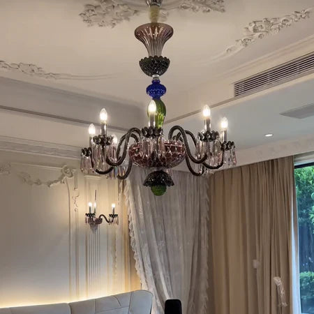 HomeDor Premium Luxury Colorful Candle Crytal Chandelier