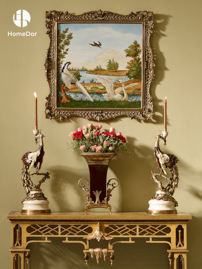Imperial Yellow Chinoiserie Fretwork Console