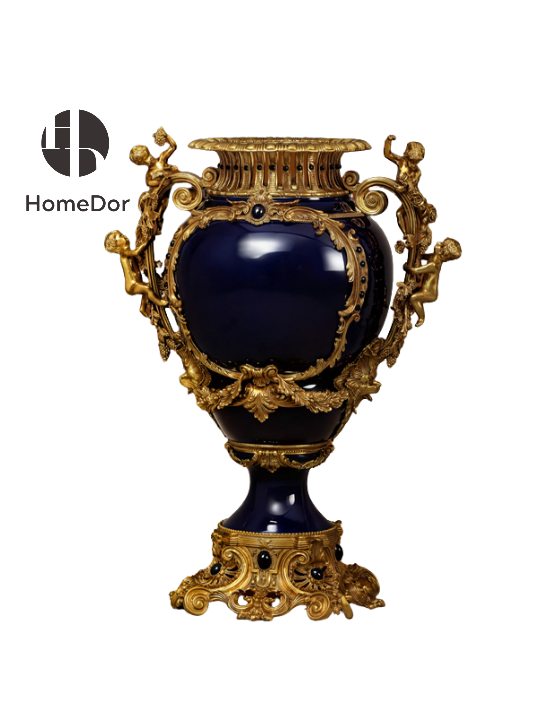 Rather than serving as simple decorative vessels, these monumental forms evoke the atmosphere of a palace salon, where every object was designed to inspire admiration and wonder. Mythological figures, architectural silhouettes, and lavish ornamentation combine to create a composition that feels both regal and dreamlike.