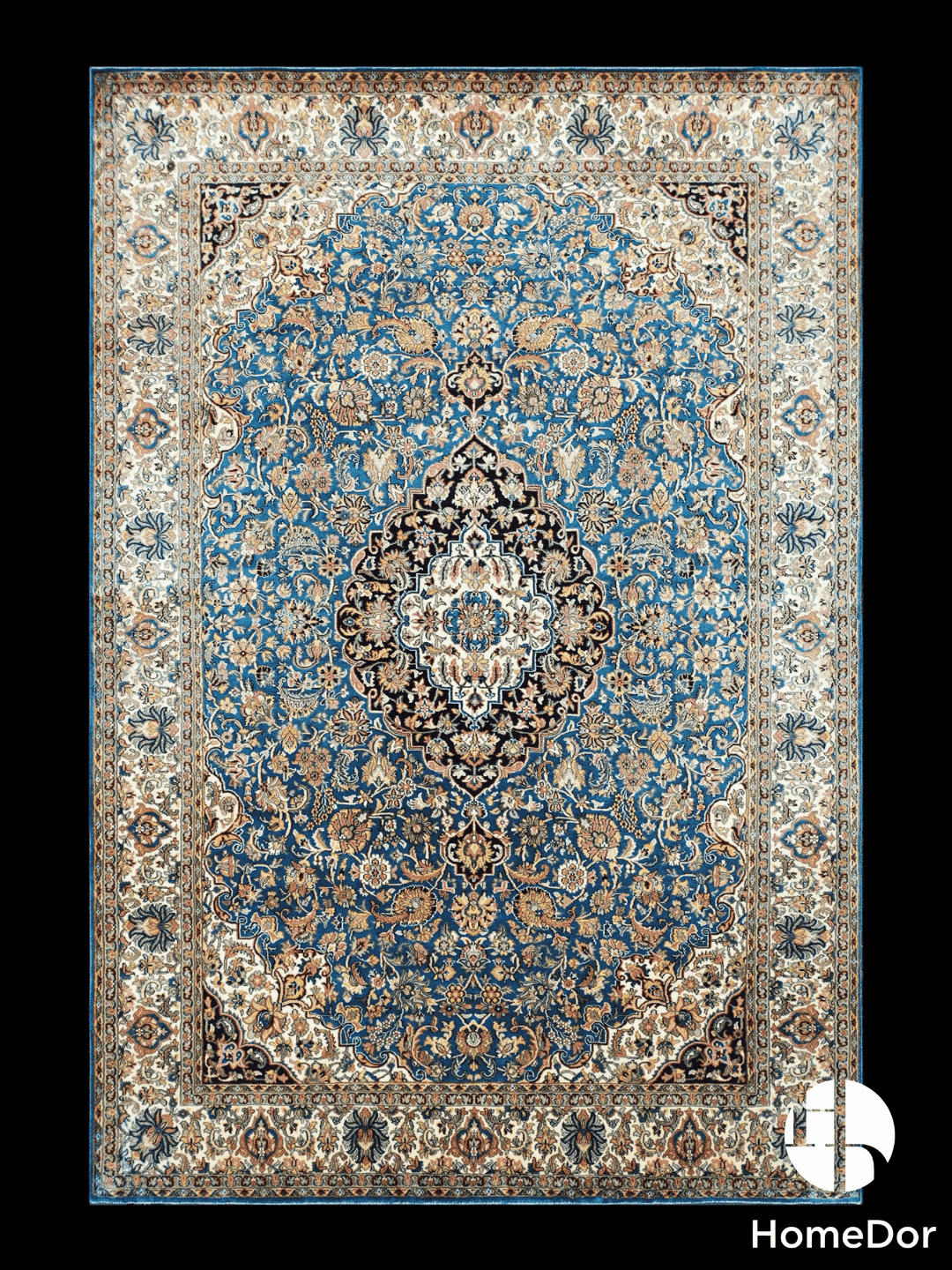Kashmir Handmade Mulberry Silk Blue Rug 120cmX180cm1