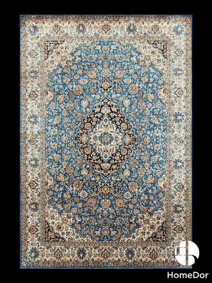 Kashmir Handmade Mulberry Silk Blue Rug 120cmX180cm1