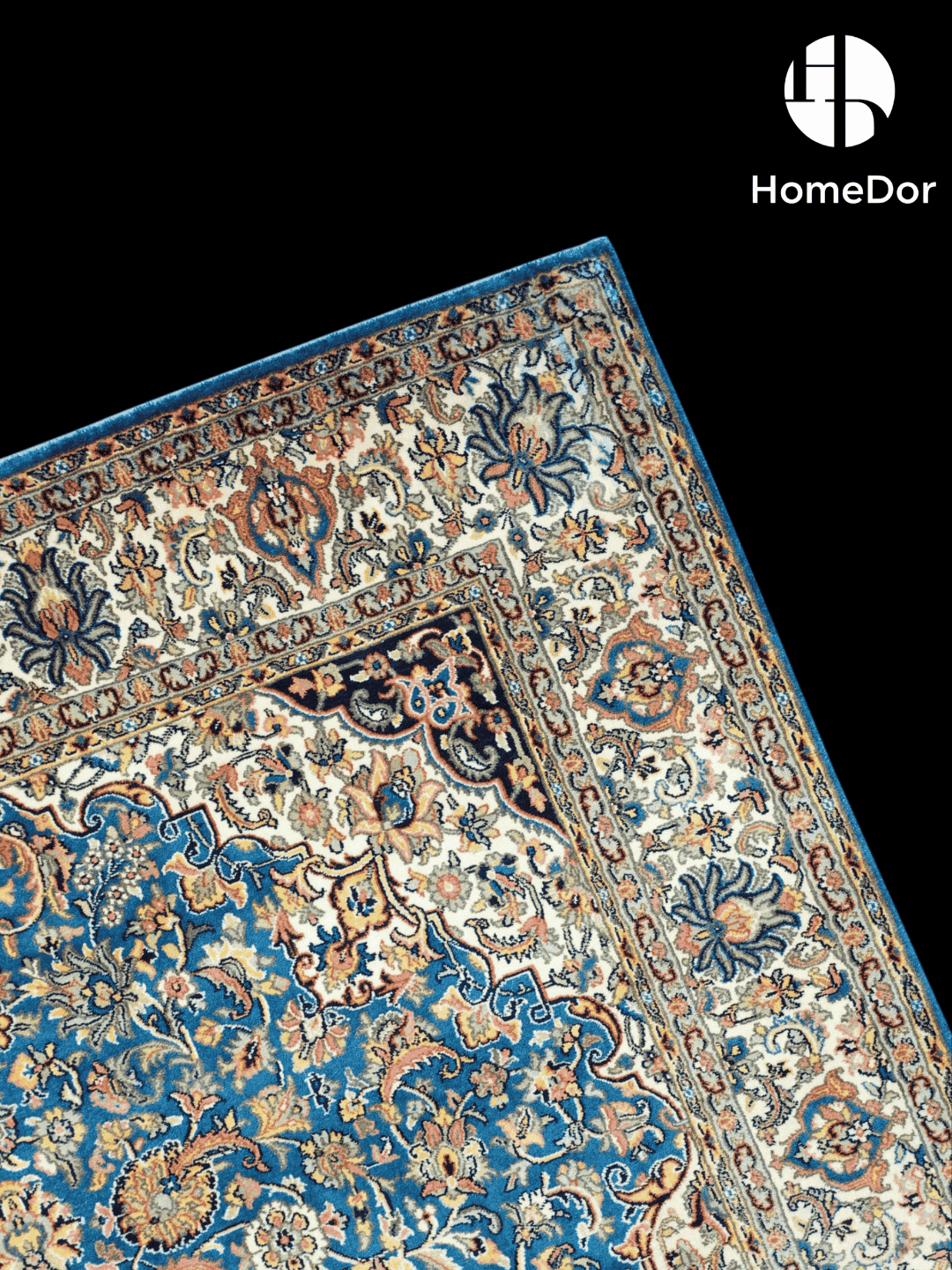 Kashmir Handmade Mulberry Silk Blue Rug 120cmX180cm3