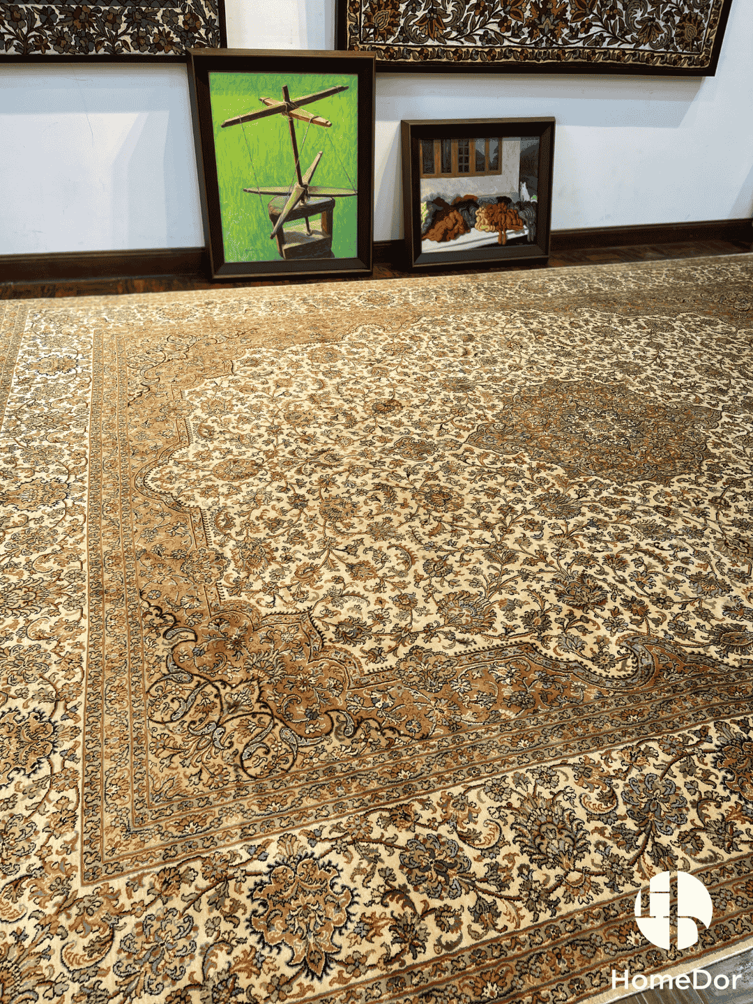 Kashmir_Handmade_Mulberry_Silk_Brown_Floral_Medallion_Rug5