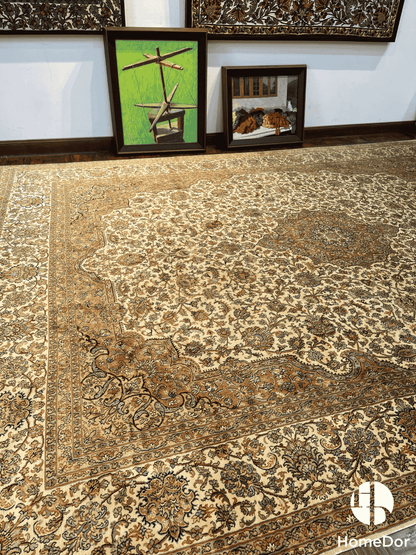Kashmir_Handmade_Mulberry_Silk_Brown_Floral_Medallion_Rug5