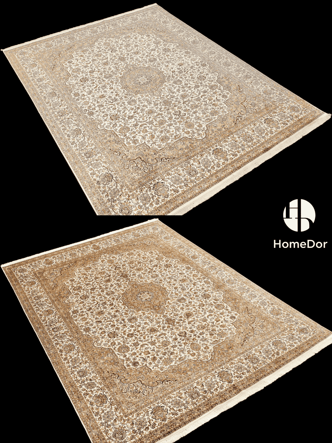 Kashmir_Handmade_Mulberry_Silk_Brown_Floral_Medallion_Rug6