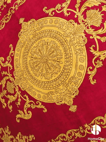 Kashmir Handmade Mulberry Silk Red & Gold Medallion Rug 188cm × 272cm2