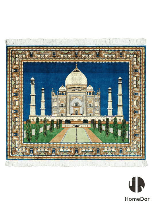 Kashmir Handmade Mulberry Silk Taj Mahal Rug 125cm × 150cm
