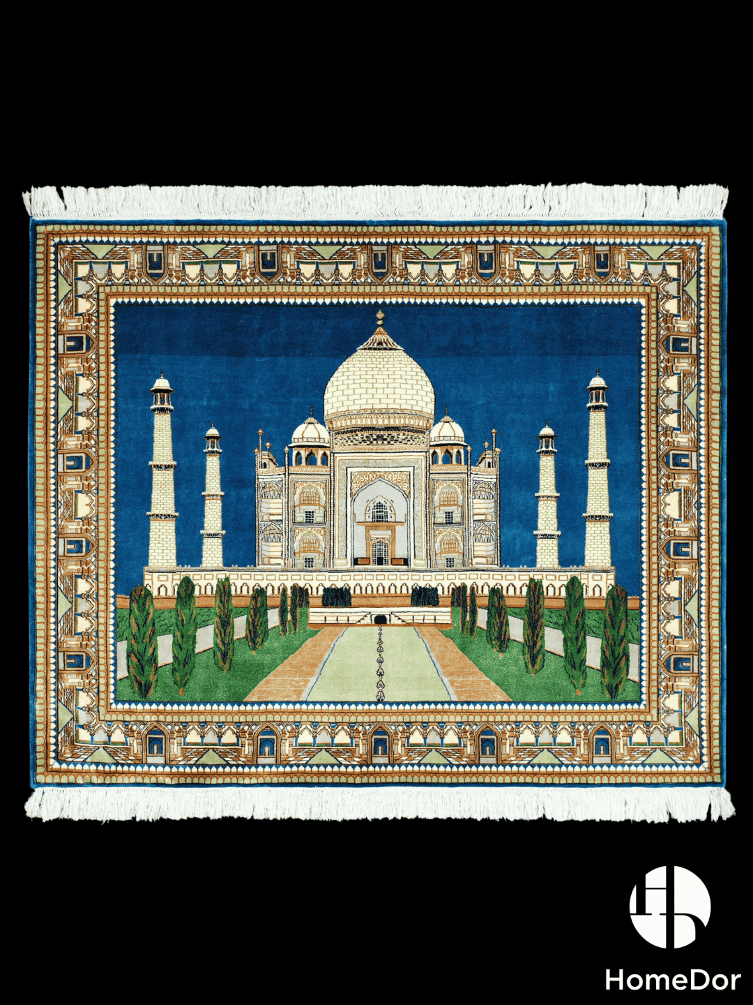 Kashmir Handmade Mulberry Silk Taj Mahal Rug 125cm × 150cm1