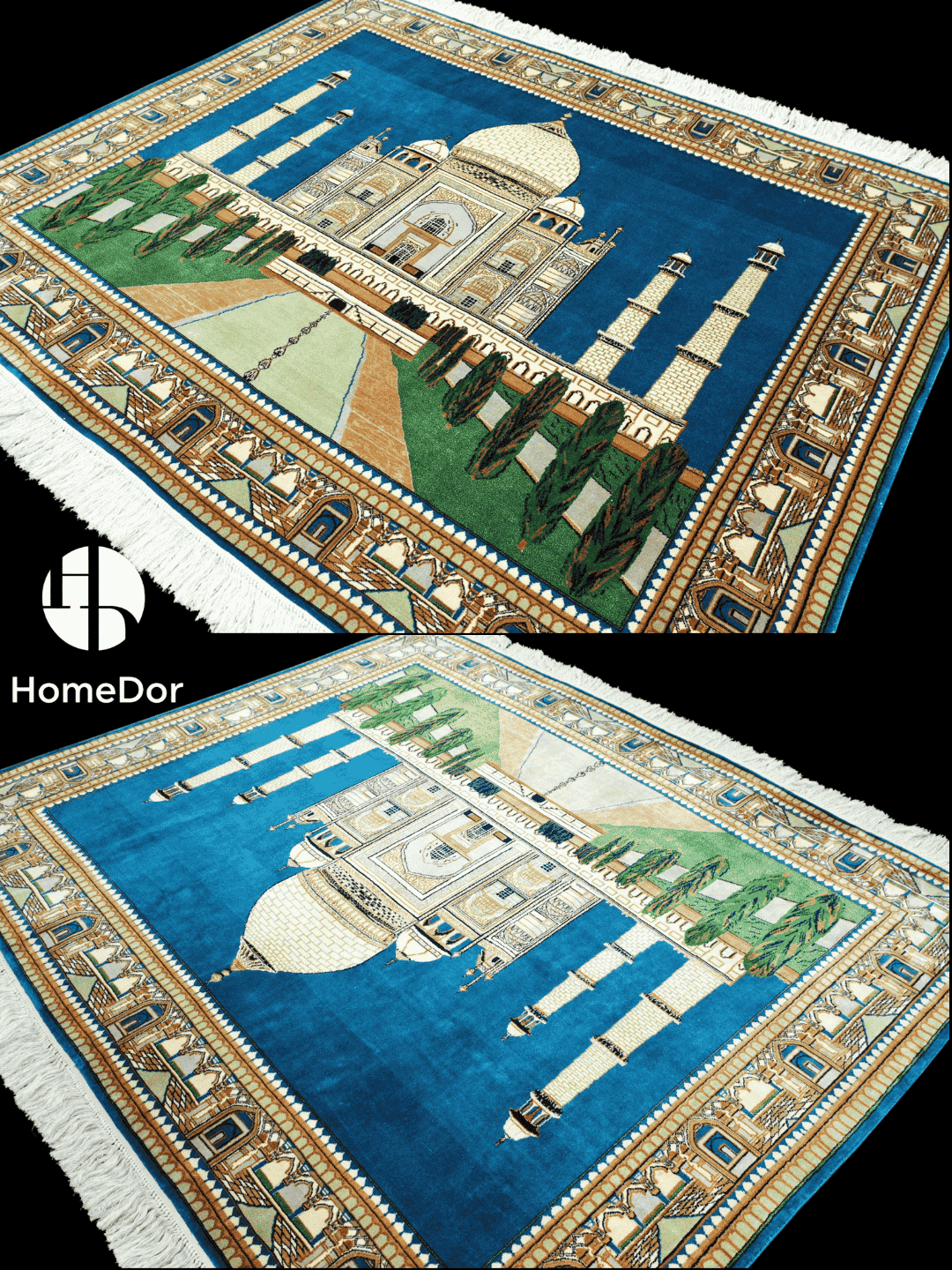 Kashmir Handmade Mulberry Silk Taj Mahal Rug 125cm × 150cm2