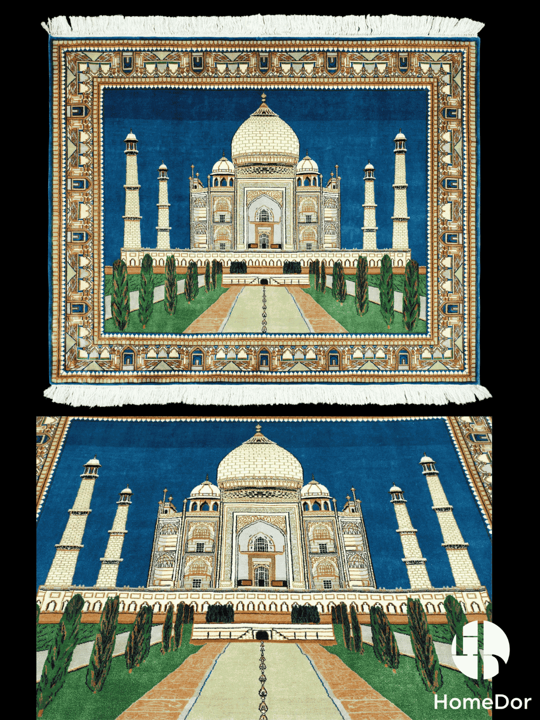 Kashmir Handmade Mulberry Silk Taj Mahal Rug 125cm × 150cm3