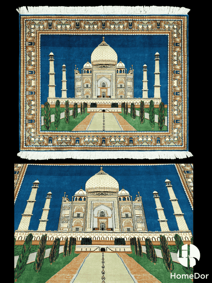 Kashmir Handmade Mulberry Silk Taj Mahal Rug 125cm × 150cm3