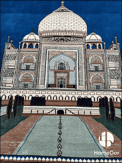 Kashmir Handmade Mulberry Silk Taj Mahal Rug 125cm × 150cm4