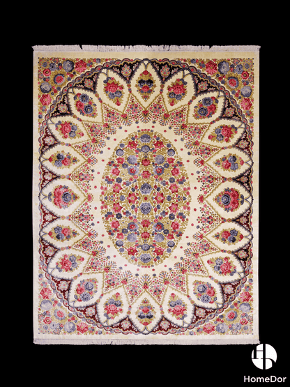 Kashmir Handmade Mulberry Silk Vibrant Floral Pattern Rug 272cm × 363cm1