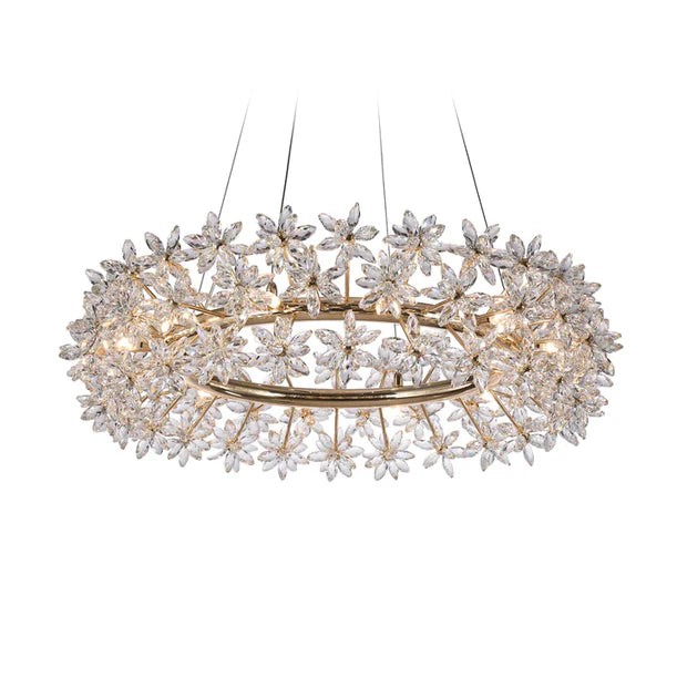 HomDor Modern Art Design Round Crystal Flower Chandelier